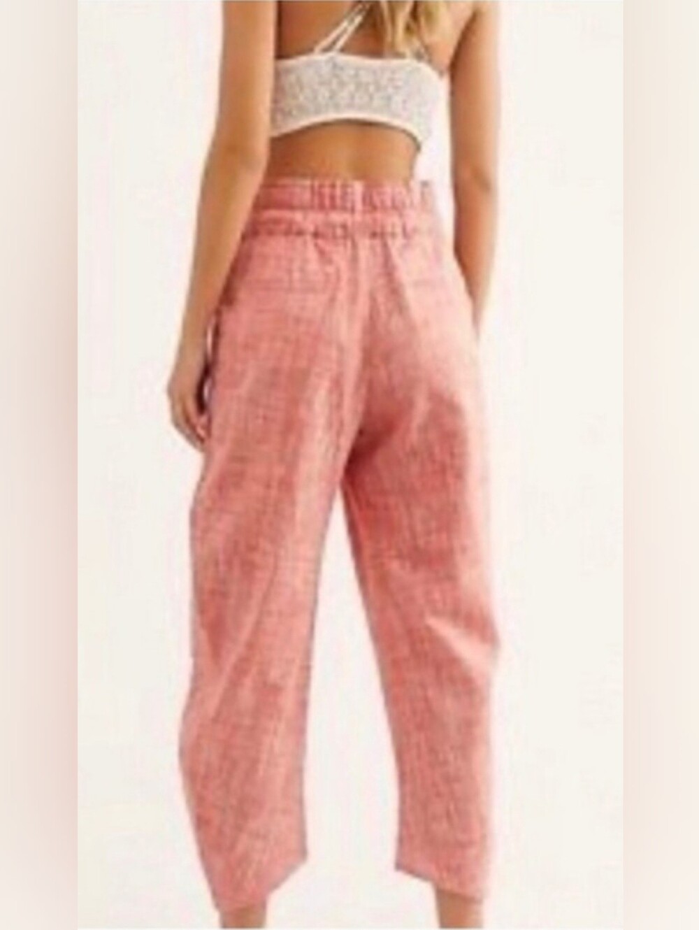 Free People Orange Drawstring Linen-Blend Pants - Picture 2 of 5